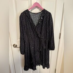 J. McLaughlin Black Dress with Purple Floral Pattern